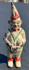 Antique AC Williams Cast Iron 1908 Circus Clown Penny Still Bank Jester 6”