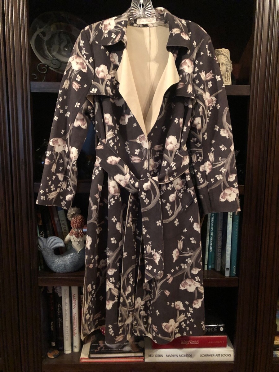 Antropologie Solitaire Floral Faux Suede Open Front Trench Coat NWOT  Size S