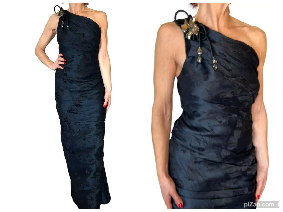 j mendel silk crew neck dress J MENDEL 2014 Runway yellow black silk panelled scoop neck cocktail dress  US4 S For Sale at 1stDibs