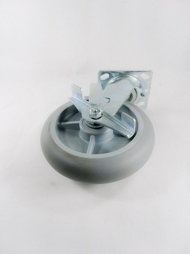 8" x 2" Non-Marking Rubber Caster - Swivel with Brake - Picture 2 of 2