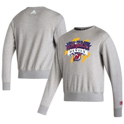 Adidas Mens DEVILS VINTAGE CREW SWEATSHIRT Grey Print