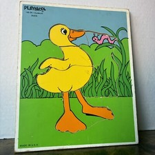 Vintage Playskool 1980's Duck Wooden Tray Puzzle 186-05
