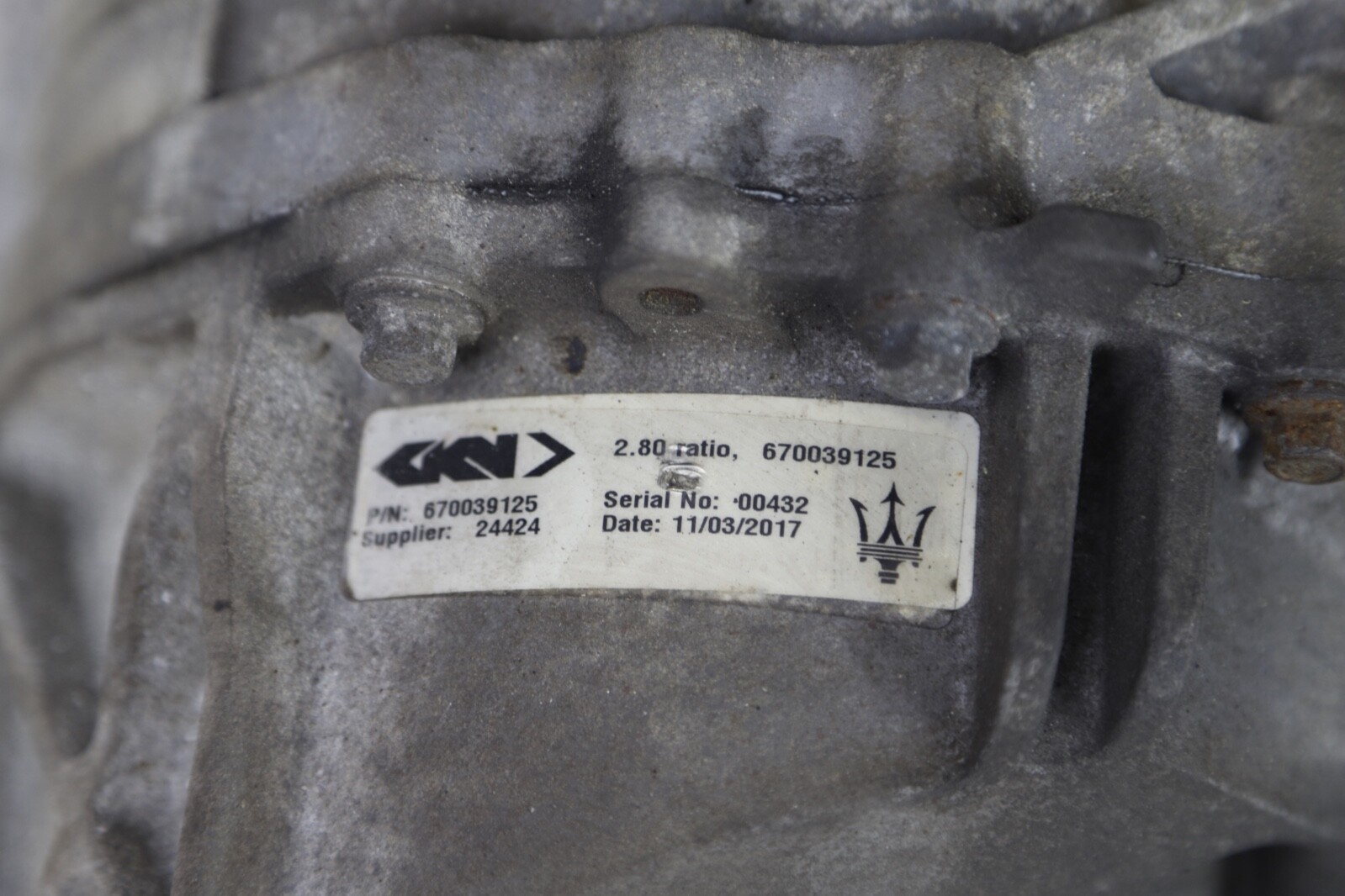 2014 - 2020 MASERATI GHIBLI AWD REAR DIFFERENTIAL AXLE CARRIER 2.80 OEM 82K