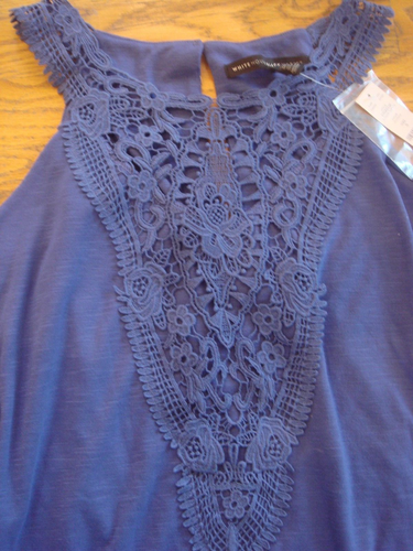 NWT WHITE HOUSE BLACK MARKET S Blue peplum tank top $78 - Picture 4 of 6