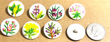 8 Variety HERBS FLOWERS Slightly Dome White Buttons 7/8 Spring Summer GR8 Color