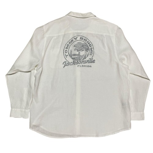 Tommy Bahama Destination Breezer Jacksonville Florida Shirt White Linen Size XXL - Picture 13 of 13