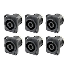 (6 Pack) Neutrik NL4MPXX 4-Pole Locking Speaker Speakon 4 Pin Panel Mount