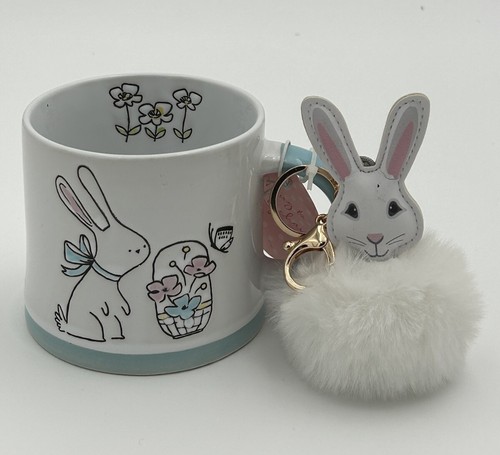 Prima Design Easter Rabbit Coffee Tea Large Mug Cup With Bunny Keychain NWT - Picture 2 of 6