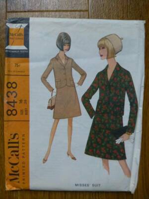 Vintage 60er Jahre McCALL'S 8438 MISSES ROCK + JACKE ANZUG SCHNITTMUSTER - 36'' BRUSTUMFANG