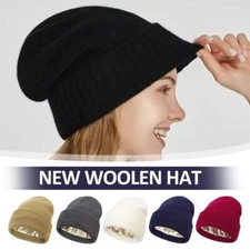 *.Cashmere Blend Satin Lined Beanie Hat Wool Winter Hats for Women Best