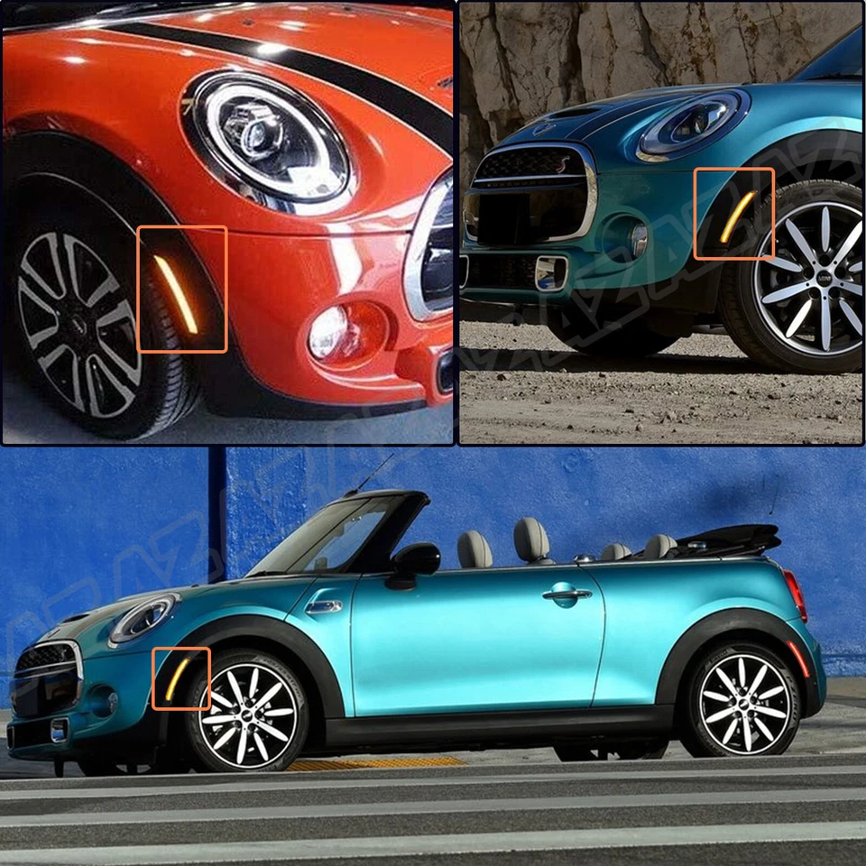 For Mini Cooper F55 F56 F57 14-19 Amber LED Side Marker Light Front Smoked Pairs Foto 2 de 4