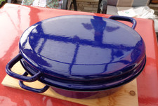 Alter Bräter Emailie Bratentopf Email Emaille Blau