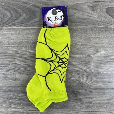 K. Bell Spider Web Ankle Socks Size 9-11 Halloween Fun Scary Spooky New