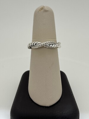 BEAUTIFUL David Yurman Petite Infinity Ring 925 With Diamonds