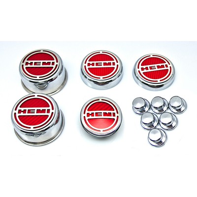11pc Cap Covers w/HEMI Orange Solid Vinyl ''HEMI'' Inlay for 08-15 Charger V8 6.4L