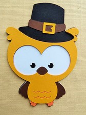 Cute Pilgrim Owl Boy Thanksgiving Fall Paper Scrapbook Embellishment