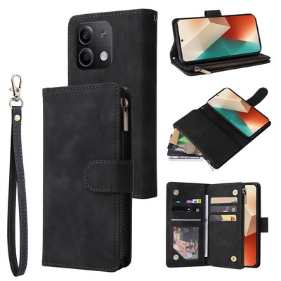 Zipper Wallet Leather Flip Cover Case For Xiaomi 13T 14T Redmi 13 13C Note 13 5G