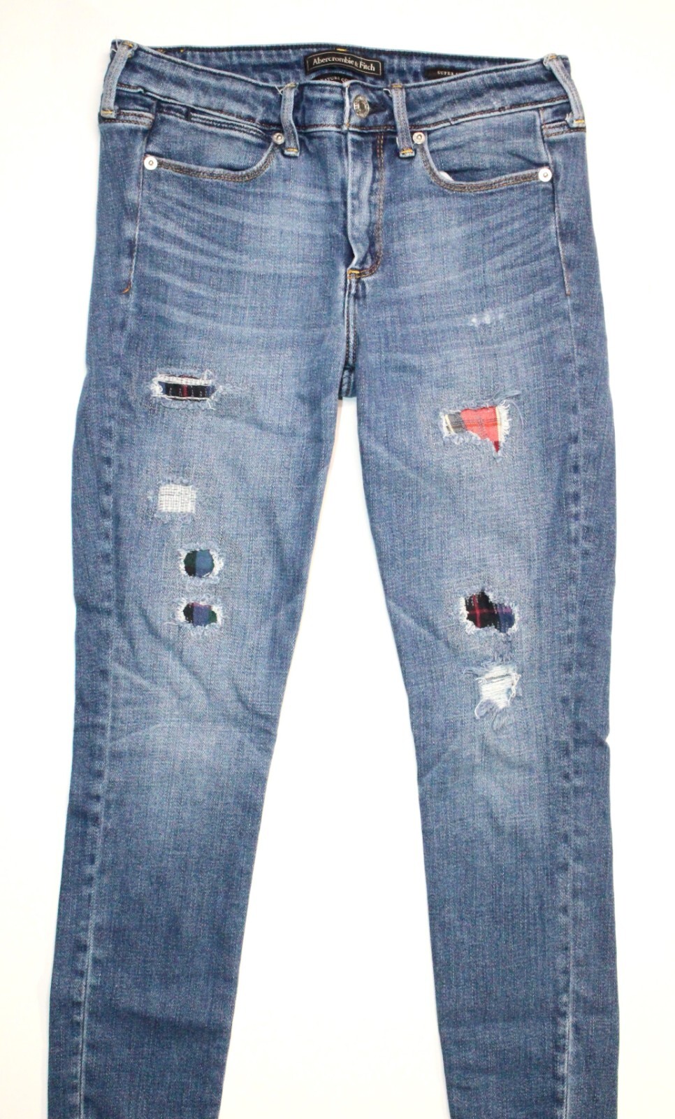 Abercrombie & Fitch Jeans 25 Signature Super Skinny Womens Blue Destroyed