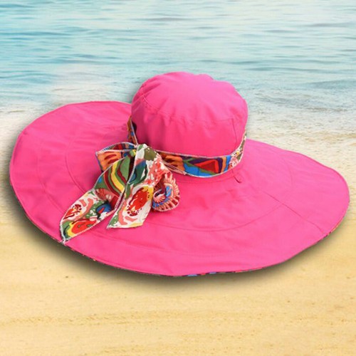 Women Brim Straw Hat Sun Floppy Wide Brim Hats Bowknot Folding Beach Caps Hom JE - Picture 10 of 24