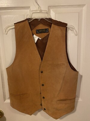 Vintage Don t Stop Classics Leather Vest Western Snap Size Medium