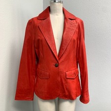 Mark Alan Buttery Soft Red Leather Jacket Women's Large Lined Pockets
