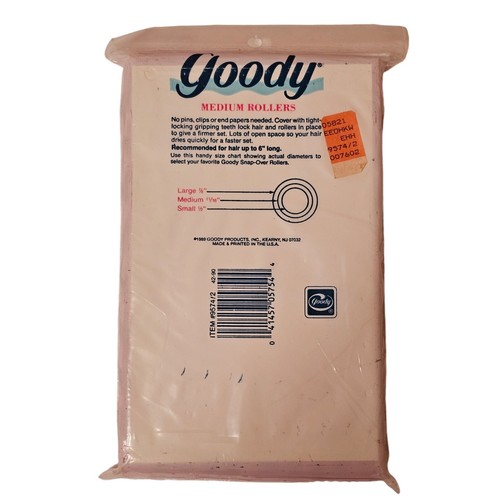 Goody 18 Medium Snap-Over Rollers Vintage 1989 Tight-Locking Cover New Old Stock - Afbeelding 2 van 3