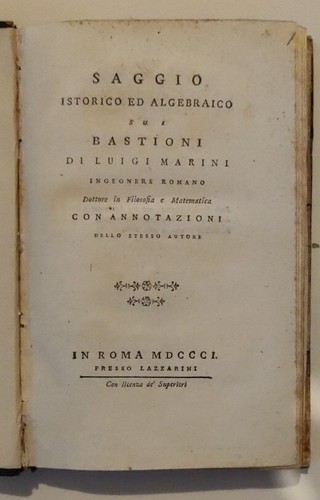 Historischer und algebraischer Essay über die Bastionen von Luigi Marini Rom 1801 Mängel  - Bild 1 von 6