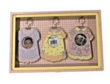 Baby GIRL Shadow Box 3 Dainty Dresses Hanging Up Tiny Photos Frame by Decorel