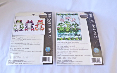 2 Dimensions Cross Stich Kits Frog Parking Tree Frog Trio New 14 Count 5'' x7''