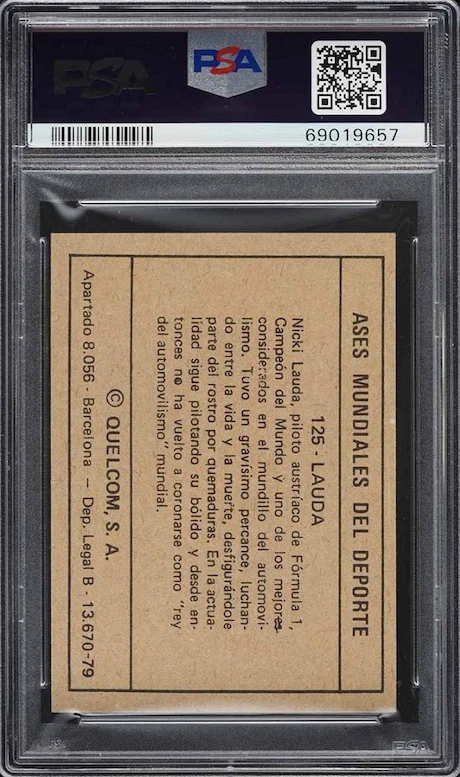 1979 Quelcom Ases Mundiales Del Deporte Large Niki Lauda PSA 9 POP 1 (Highest) - Image 2 of 3