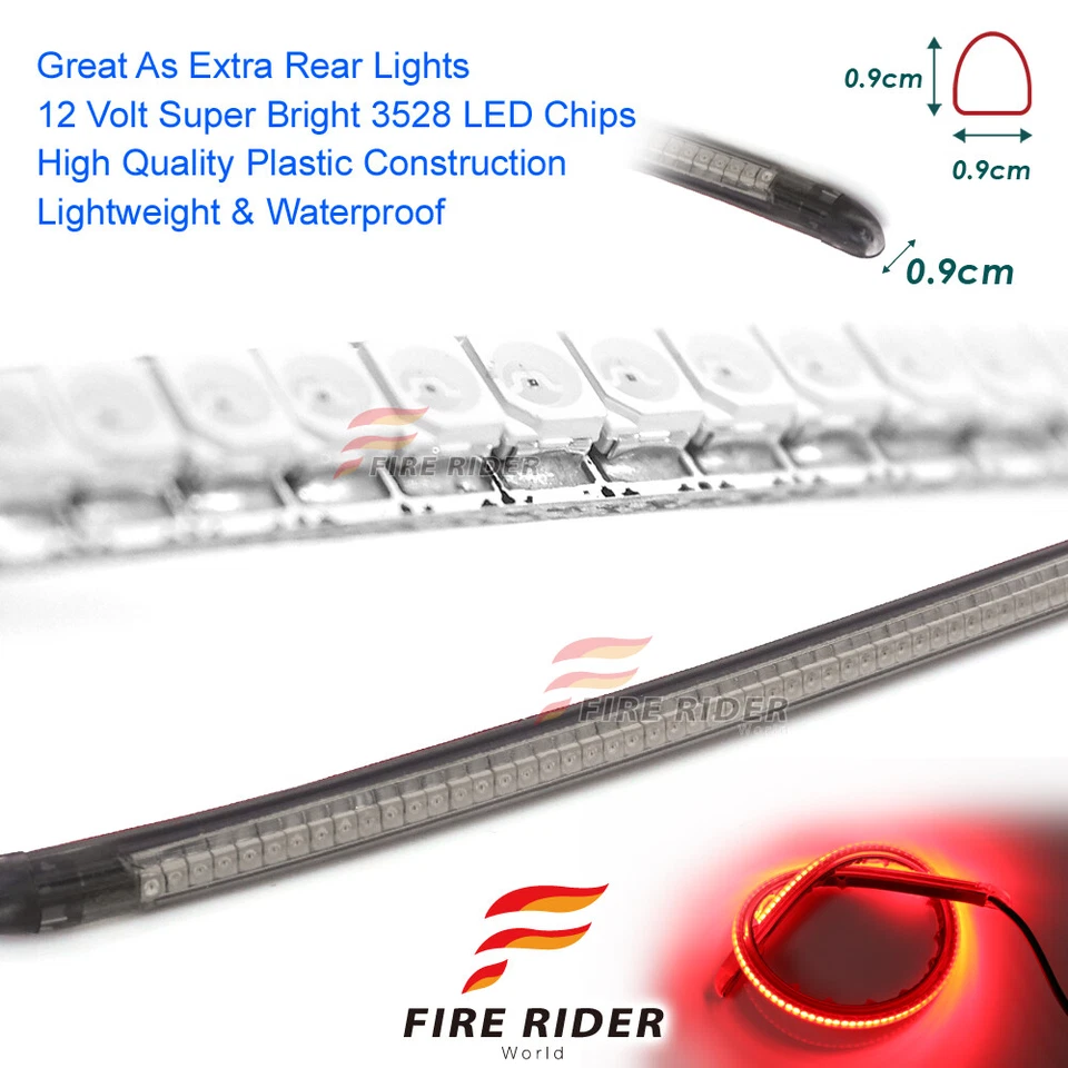 8" 60pcs LED Smoke Strips Rear Brake Tail Red Light For Honda Motorcycles - Image 4 of 4