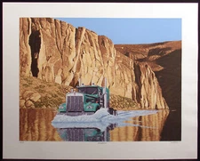 Dallas John "Wasserbahn" Signed Ltd Ed Surreal Art Serigraph, truck series, 1979
