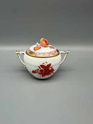 Herend Apponyi orange, Ungarn, Zuckerdose, Deckel mit Rose