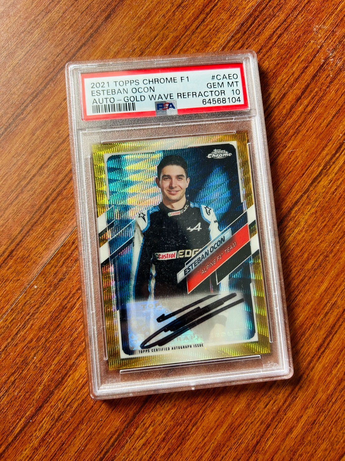 2021 TOPPS CHROME F1 ESTEBAN OCON AUTO-GOLD WAVE REFRACTOR /50 PSA10