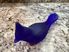 Vintage  Fenton Glass Cobalt Blue Cardinal Bird. Frosted. 5” long.