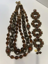 VTG Elma Venezia Italy Venetian Glass Beads Necklace and Bracelet Set .