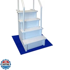 RESILIA Stay-Put Swimming Pool Ladder Mat - Non-Slip, Wide Ribbed, Protective