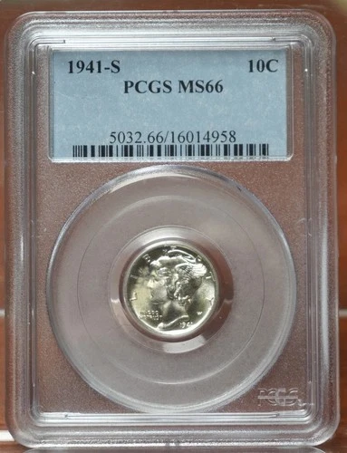 1941-S MERCURY DIME PCGS MS66 014958
