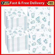 300 Pcs Tooth Merchandise Bags with Handles Plastic Dental Bags for Patients