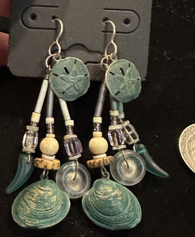 Artisan Bone Shell Ocean  Native American Fringed… - image 1