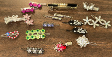 Crystal Hair Barrettes Bling Rhinestones Sparkle Lot of 17