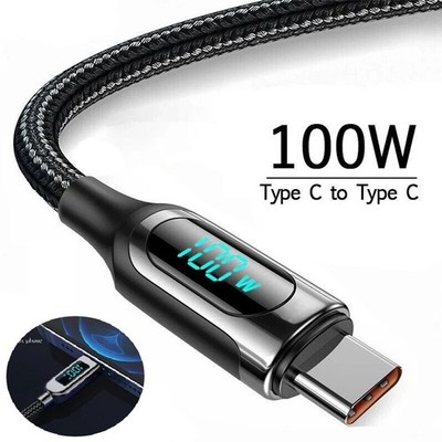 100W 6.5FT PD USB C To USB C Cable Fast Charging Cord LED Display Type C Charger