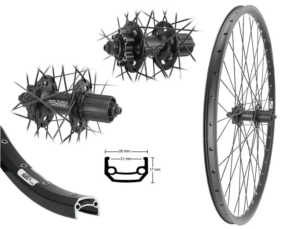 AGGRO-X Hinterrad 28" Zoll Disc Shimano XT Hohlkammer 6-Loch 8,-9,-10fach Laufrad 622-21