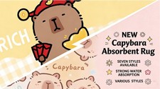 High-quality Adorable Capybara Print Mat for Kid Room Non-Slip Bath Carpet New
