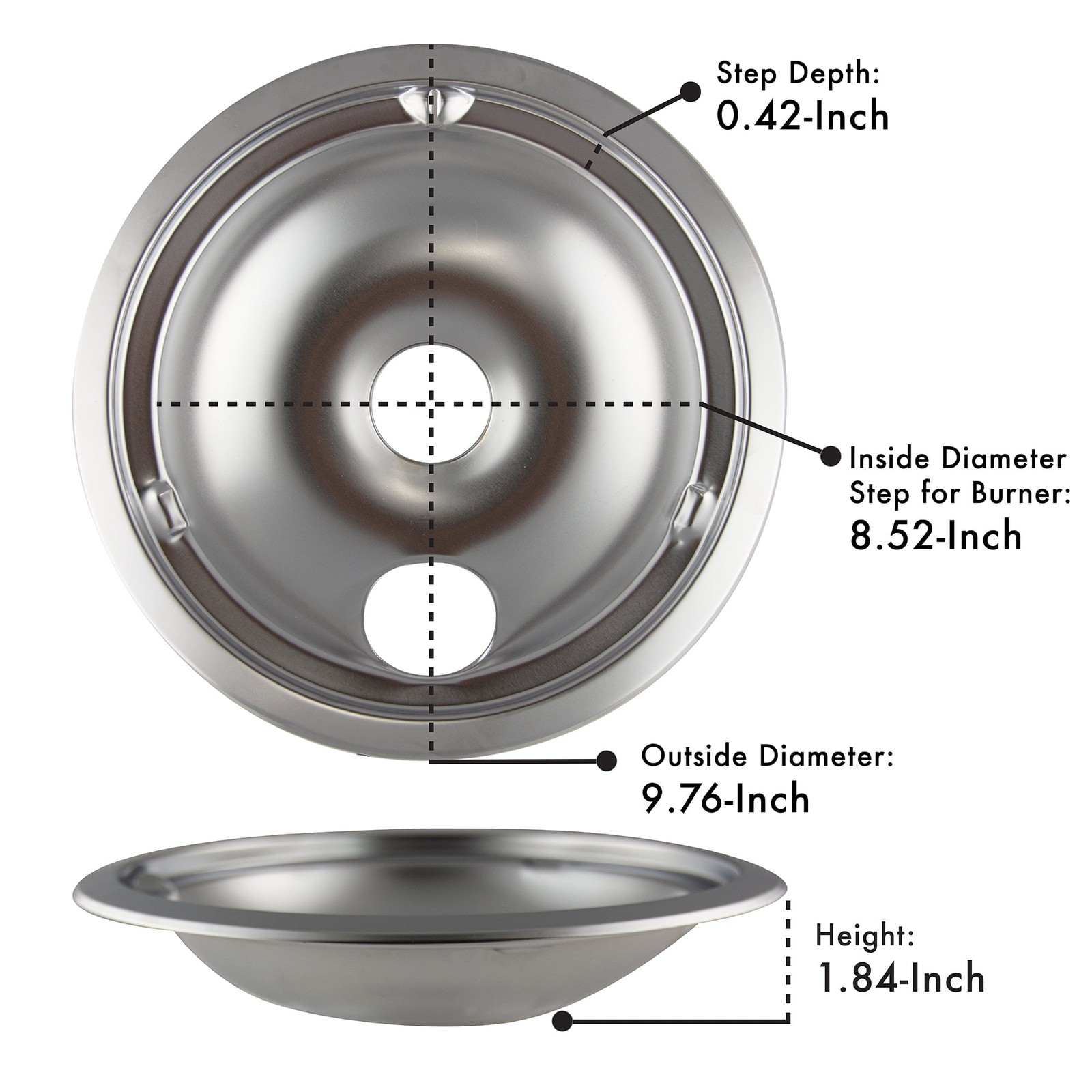 Range Kleen 179802XCD5 Style C Heavy Duty Chrome Drip Bowls, 2 Piece