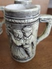 VINTAGE 1980s SET OF 9 MINI STEINS EMBOSSED FAMILY SCENES CERAMIC MUGS 3.5" TALL — photo 8