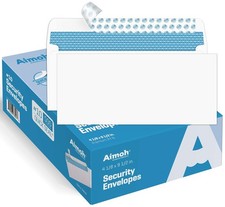 Aimoh 500#10 Security Self Seal Envelopes, Windowless, Premium 500, White
