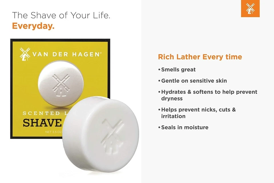 Van Der Hagen Beard Care Bar Scented Shave Soap Hypo-Allergenic Shea Mango Cocoa - Image 2 of 4