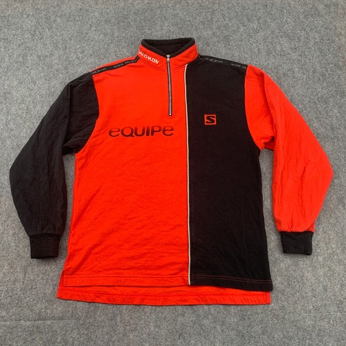 Salomon, Vintage Salomon Equipe 90s Quarter Zip Pullover Mens L Red Black Japan Gorpcore