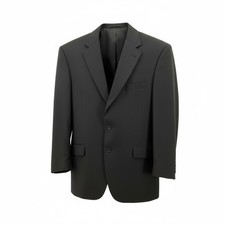 Jos a Bank Mens 2 Button Black Suit Jacket Size 46R 100 Wool
